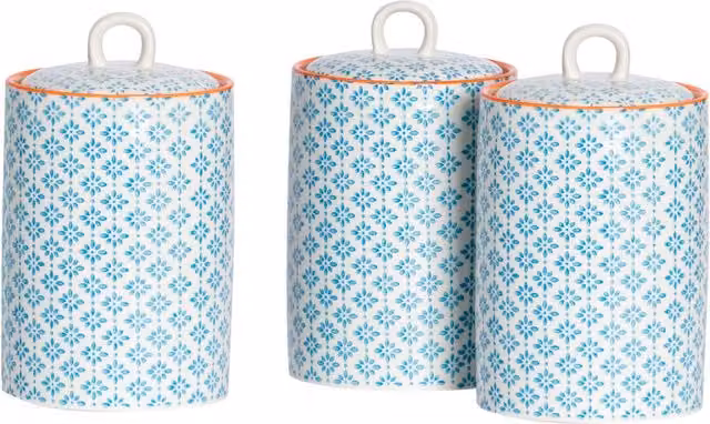 Nicola Spring Geometric Ceramic Kitchen Canister, Blue, 1 l