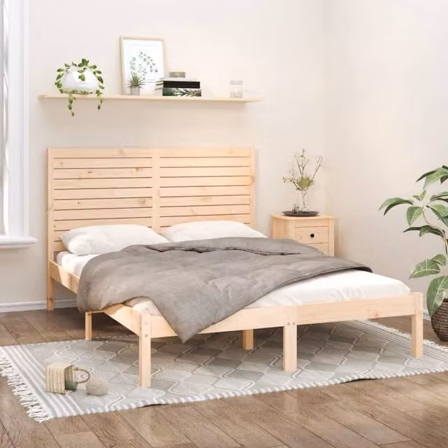 Berkfield Home Rustic Solid Pine Bed Frame, Brown, W: 160 cm, D: 200 cm – 1