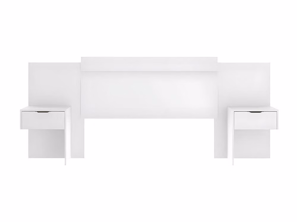 Vente-unique Modern Extendable White Lacquered Headboard with Integrated Bedside Tables and Drawers, W/D/H: 140 x 39.5 x 106 cm – 2