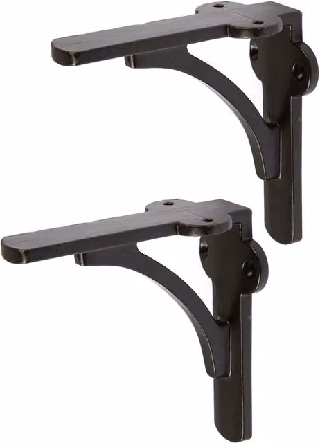 Hammer and Tongs Matt Black Curved Iron Shelf Bracket, Pack of 2 – 6