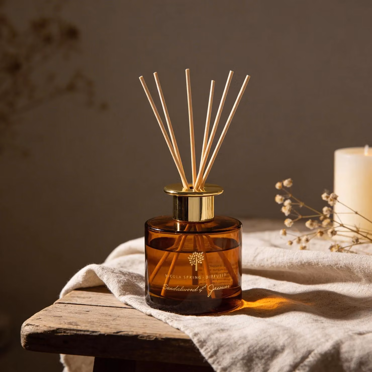 Nicola Spring Sandalwood & Jasmine Scented Reed Diffuser, 200ml, Orange Floral Fragrance – 6