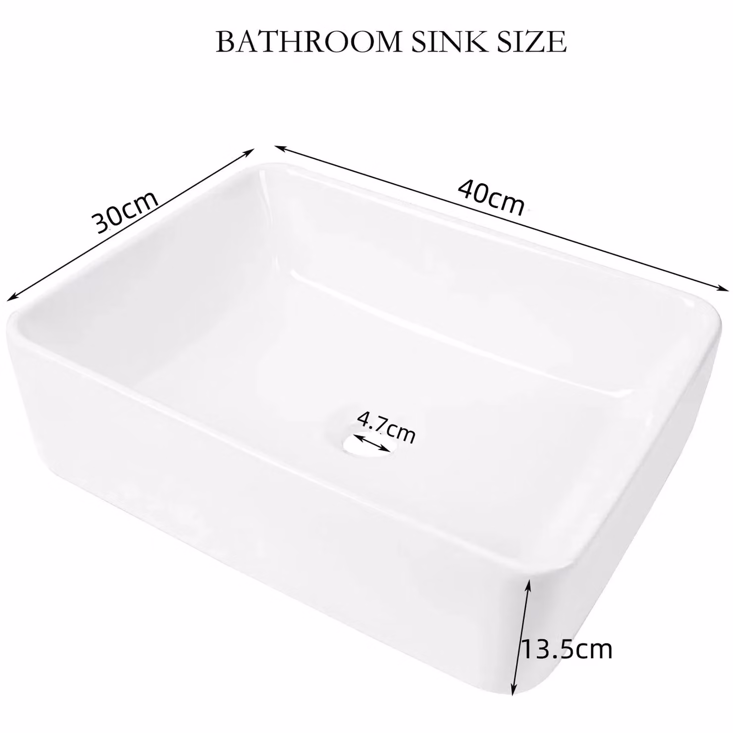 Dprodo White Ceramic Rectangular Countertop Vessel Sink – 5