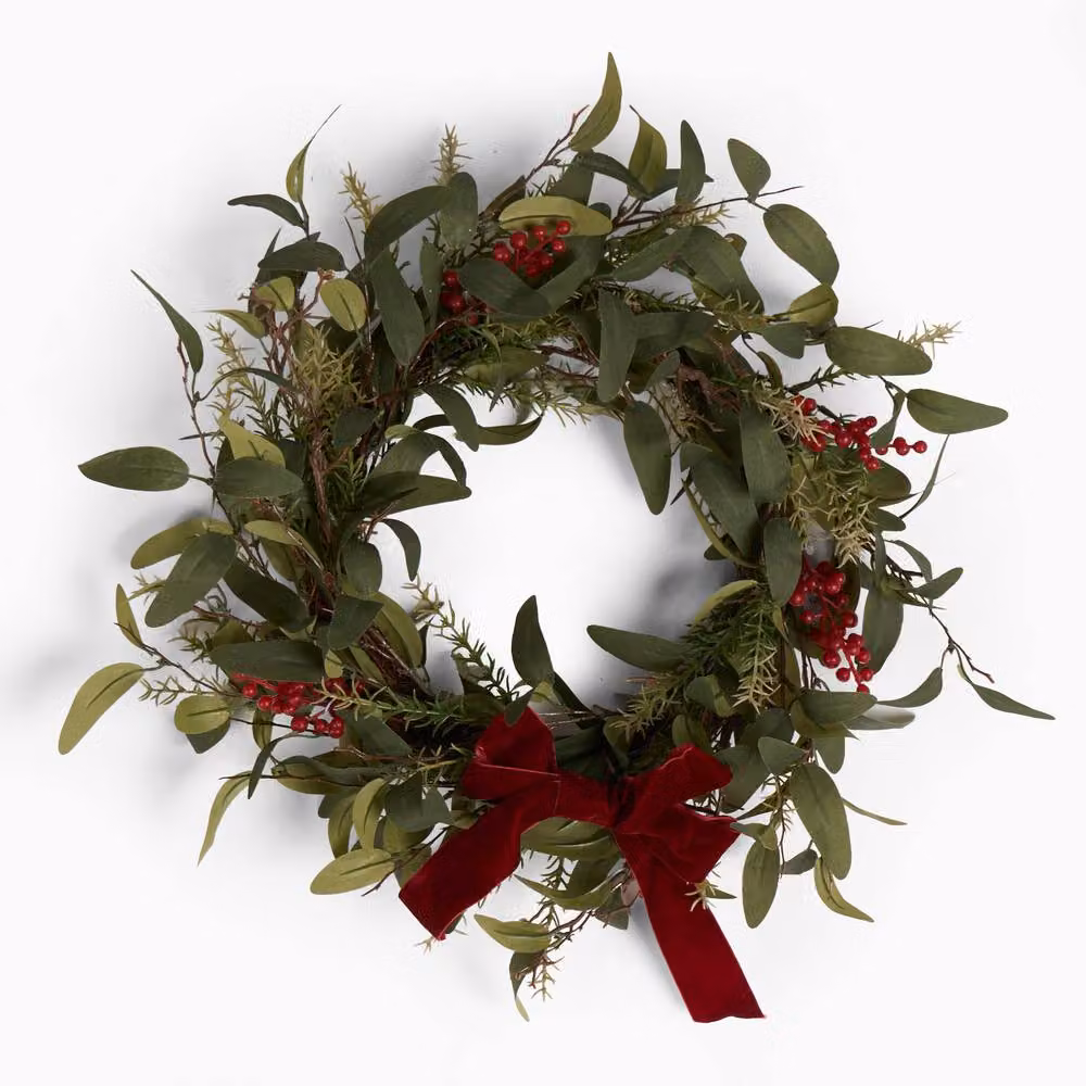 OHS Christmas Berry Bow Artificial Wreath in Red, Green and Multicolour – 2
