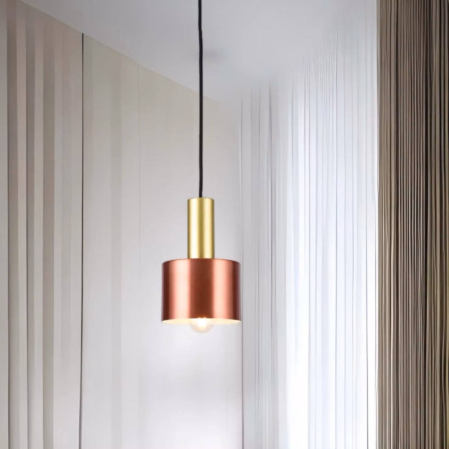 CGC Lighting Selvia Gold Dome Metal Pendant Ceiling Light with Adjustable Black Cord – 3