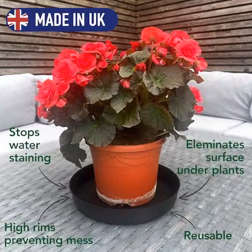 Bronte Heritage Collection Round Plastic Plant Pot Saucers, Black, Diameter: 45 cm, Pack of 6 – 3