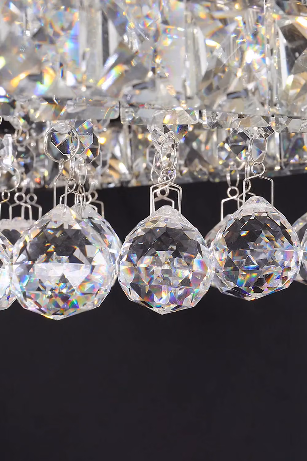 Living and Home Luxury Square Crystal Flush Mount Ceiling Light with Chrome and Silver Frame – 4