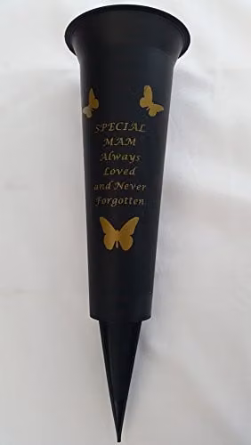 David Fischhoff Memorial Grave Plastic Spike Vase in Black and Gold – 1