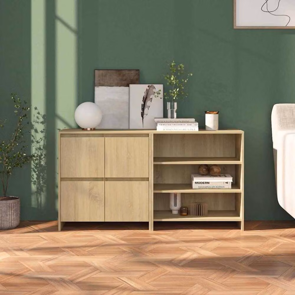 Berkfield Home Decorative 2 Piece Sonoma Oak Sideboard in Beige – 2