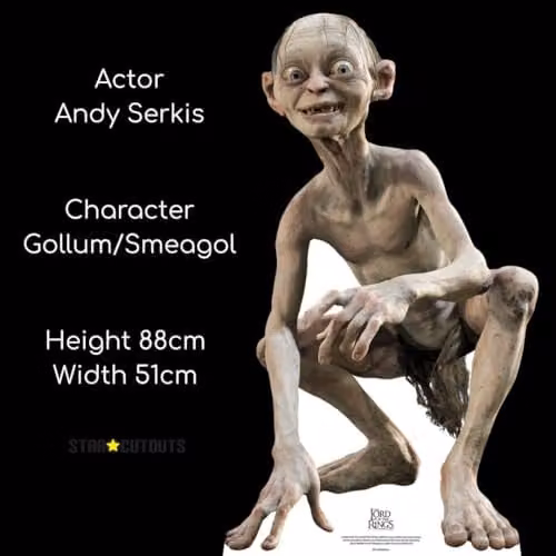 Star Cutouts SC4128 Gollum Lifesize Cardboard Cutout with Mini Stand, Multicolour Lord of the Rings Collector Display and Fantasy Party Decoration – 2