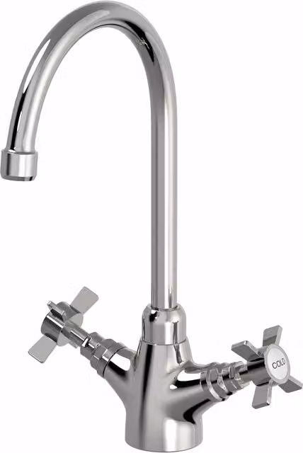 Kitchflow Traditional Crosshead Kitchen Mixer Tap with Swivel Spout in Chrome