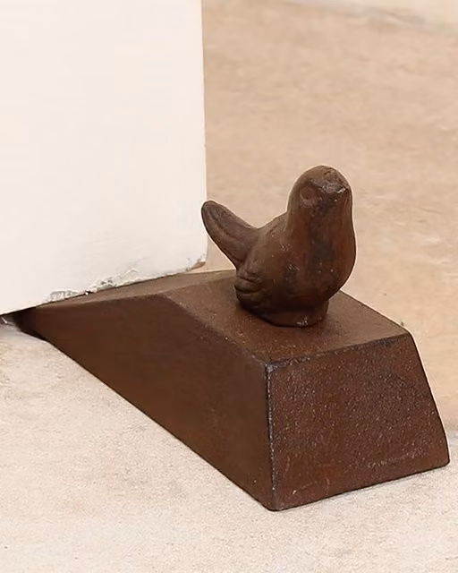 Dibor Vintage Style Cast Iron Bird Topped Doorstop in Antique Brown – 1