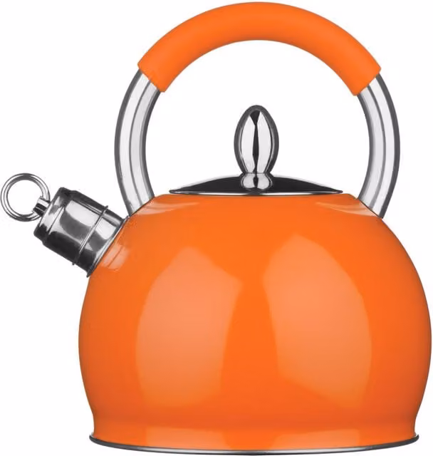 Orsina Elegant Retro Whistling Kettle in Orange and Yellow, 2.4L Stainless Steel – 1