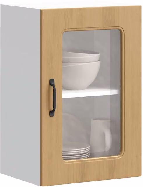 Berkfield Home Kalmar Artisan Oak Wall Cabinet with Glass Doors in Brown