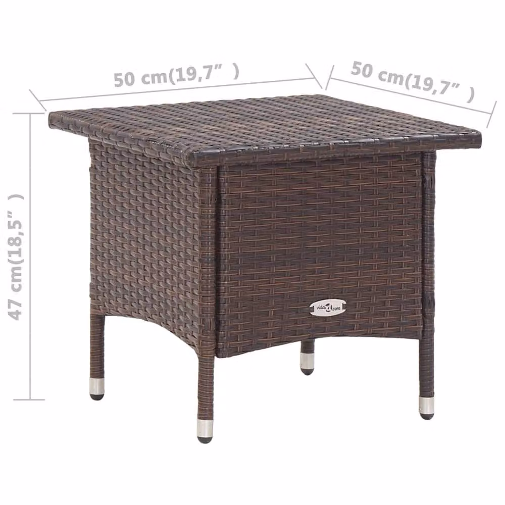 Berkfield Home Brown Poly Rattan Tea Table W/D/H: 50 x 50 x 47 cm – 3