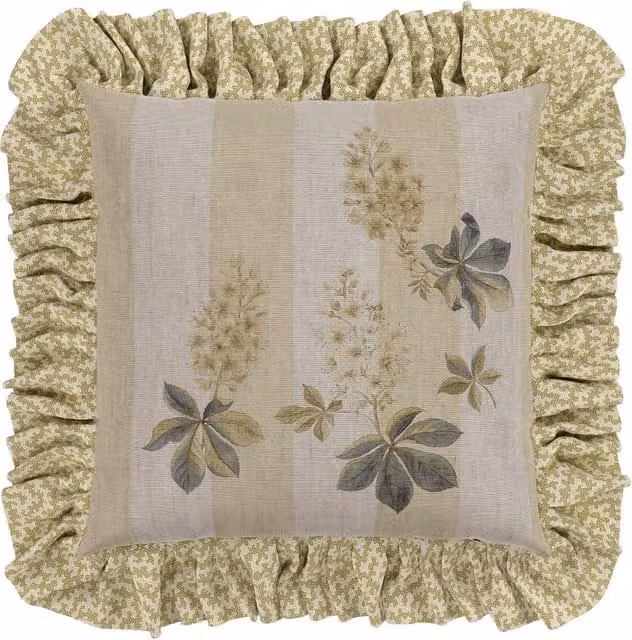 Sanderson Pure Cotton Chestnut Tree Print Square Cushion in Light Green