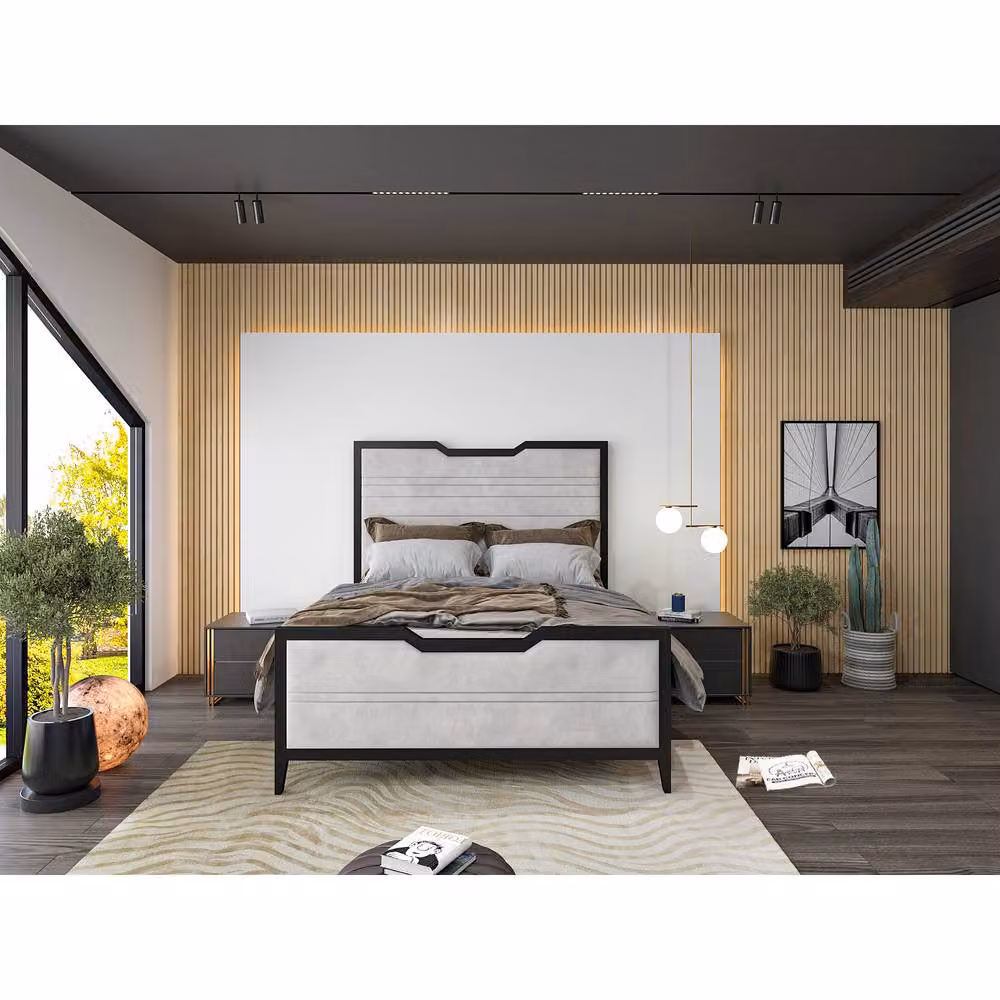 KDMD Linea Luxury Silver Metal and Fabric Bed Frame, W: 180 cm, D: 200 cm – 2