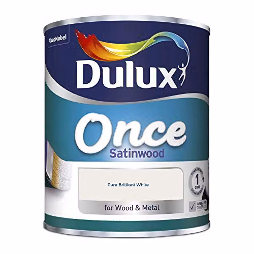 Dulux Once Satinwood Paint for Wood and Metal, White, 0.75 l – 2