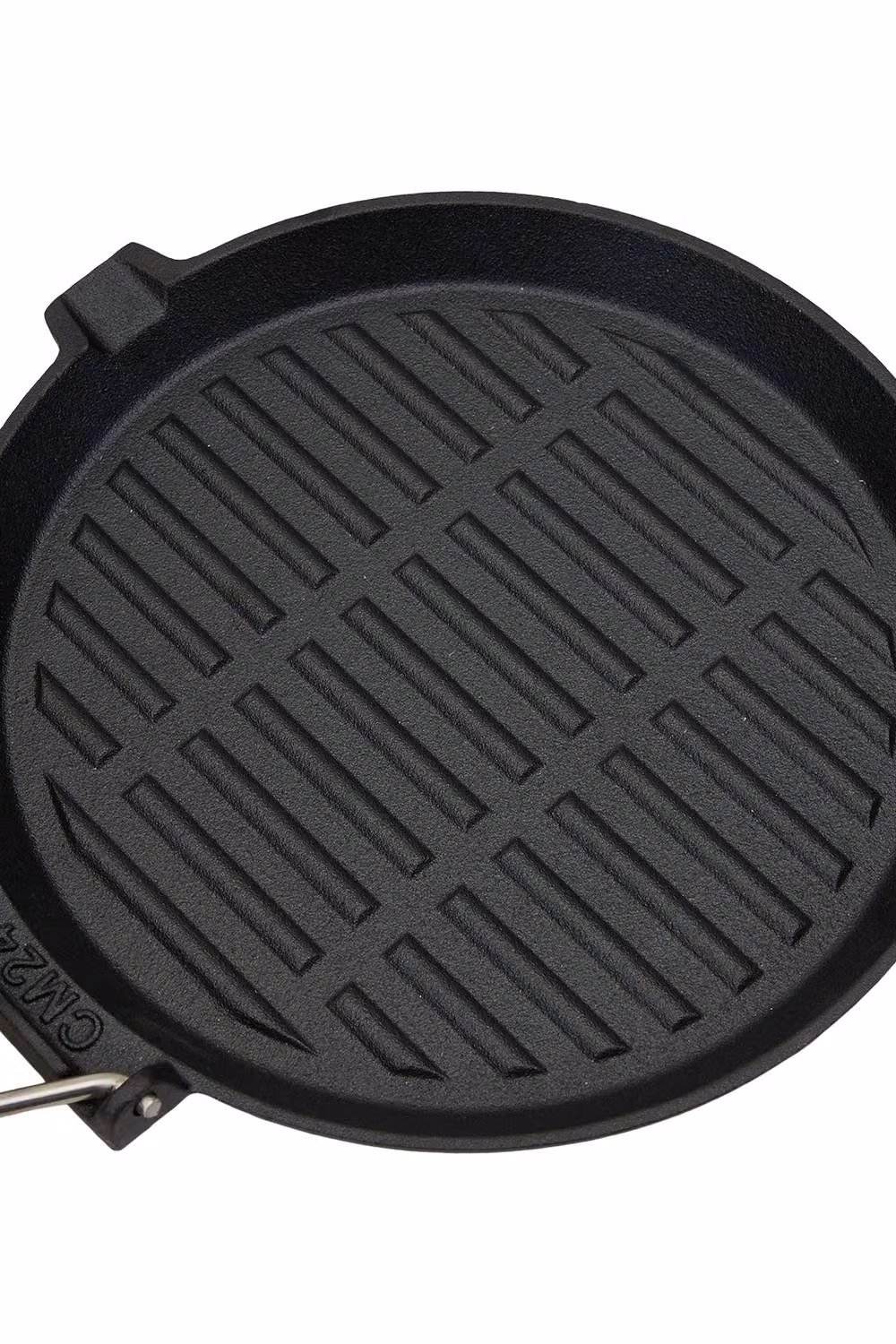 Garden Sanctuary Black Uncoated Cast Iron Grill Pan with Removable Wooden Handle and Pouring Spout – 5