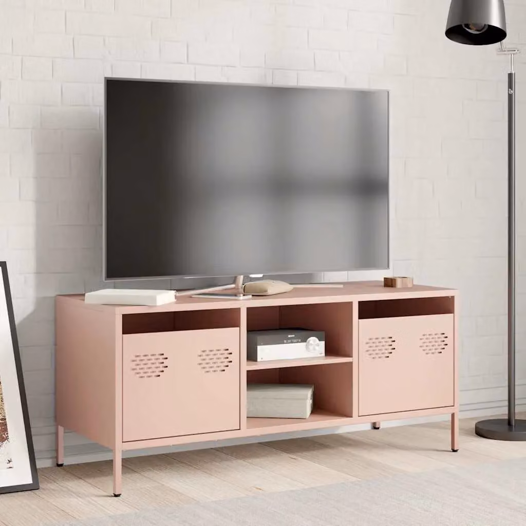 Berkfield Home Pink Industrial TV Cabinet in Matt Cold-rolled Steel, W: 101.5 cm, D: 39 cm, H: 43.5 cm – 3