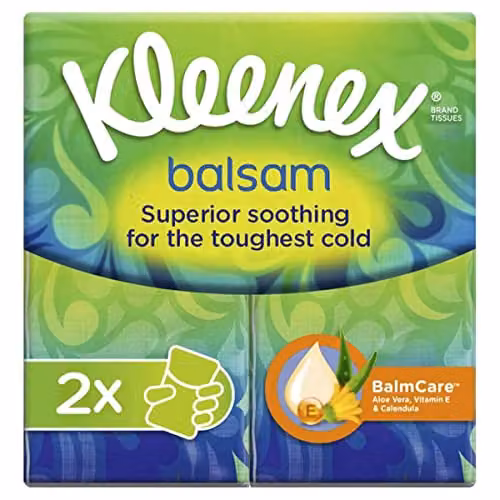 Kleenex Balsam Tissues, 2 x 9 Pack, White and Multicolour