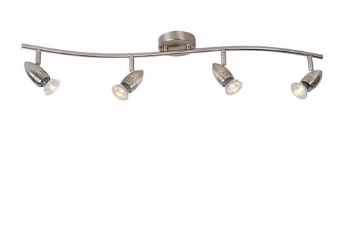 Lucide Caro-LED Adjustable Ceiling Spotlight in Satin Chrome with 4x5W Warm White GU10 LED Bulbs