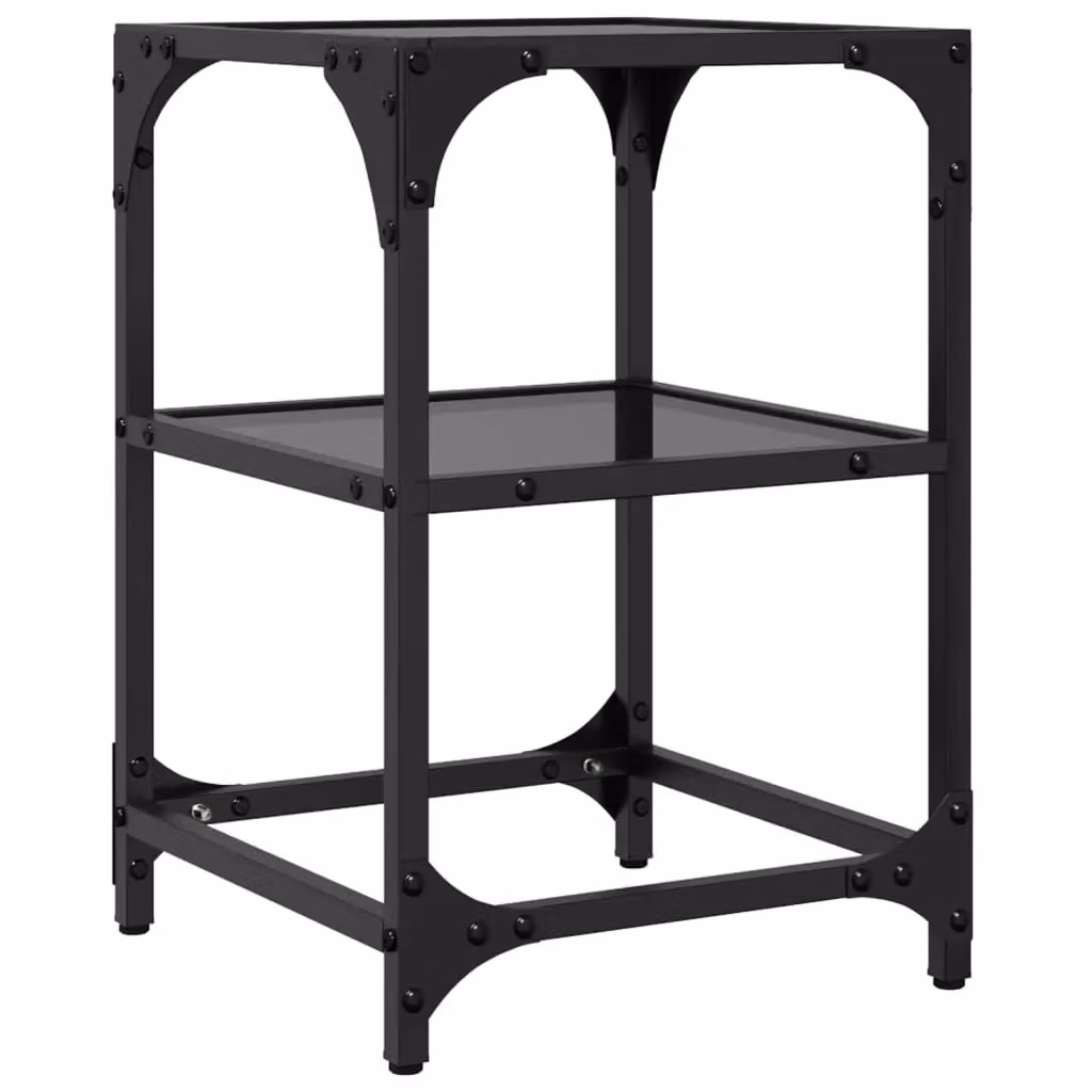 Berkfield Home Set of 2 Square Coffee Tables with Black Glossy Glass Tops and Steel Legs, W/D/H: 30 x 30 x 45 cm – 5