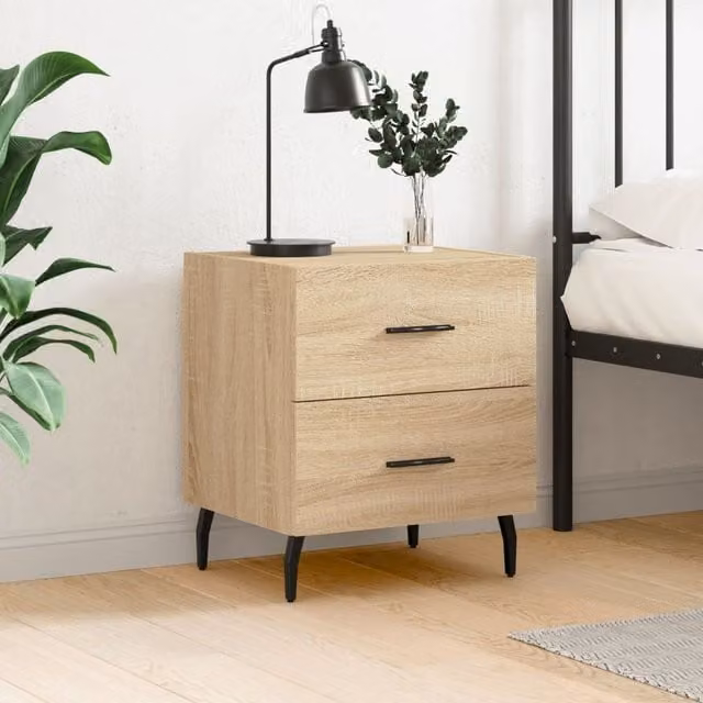 Berkfield Home Sonoma Oak Bedside Cabinet, Brown, W: 40 cm, D: 35 cm, H: 47.5 cm – 1
