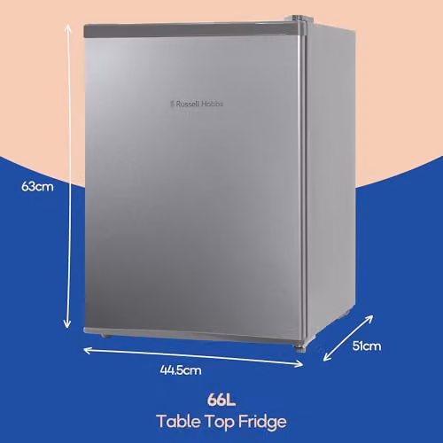 Russell Hobbs Silver Countertop Mini Fridge with 66L Capacity, Reversible Door and Bottle Rack, W/D/H: 44.5 x 41.0 x 51.0 cm – 2