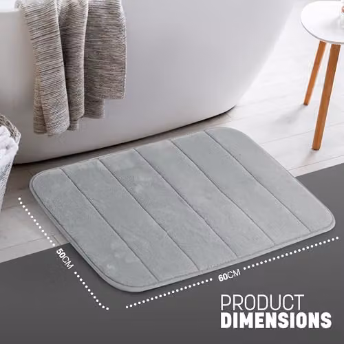 Keplin Memory Foam Bath Mat, Grey, W: 50 cm, D: 60 cm – 2