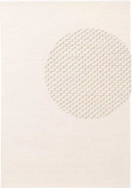 Hanse Home Woven Plain Wool Rectangular Rug in Beige and Neutral