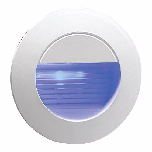 Netlighting Recessed Round LED Stair and Wall Light, Blue LED, White, IP54