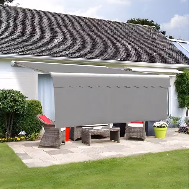 Primrose Silver and Grey Awning Valance, Width: 300 cm, Dropdown: 100 cm