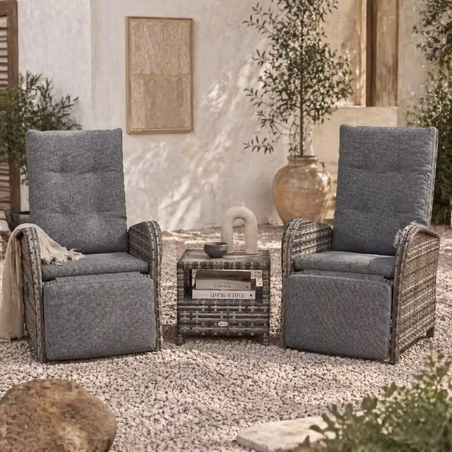 Wyld Haus Elcoto 2 Seater Rattan Lounge Set with Coffee Table in Brown and Grey – 1