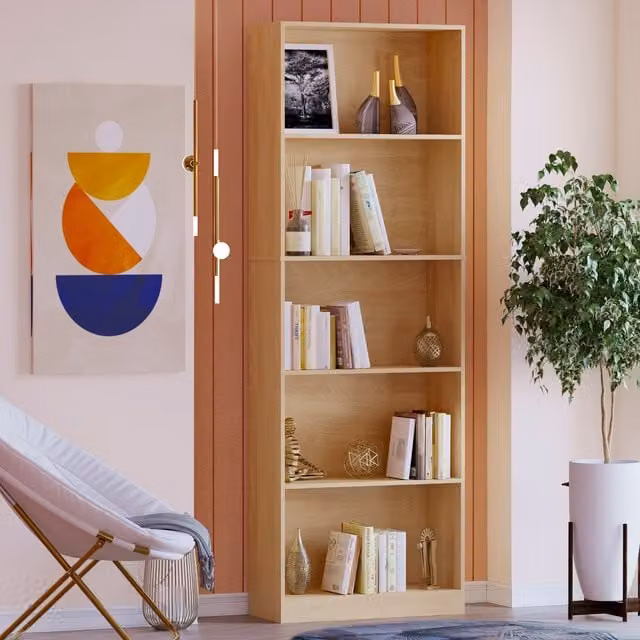 Vida Designs Modern Oak Bookcase with 5 Shelves, H 175 cm x W 60 cm x D 24 cm