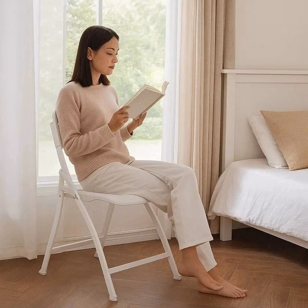 FLAVORA White Folding Plastic Chair – 3