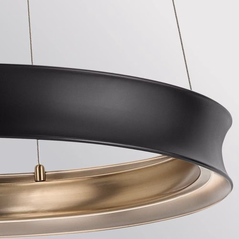 Netlighting Larousse Integrated LED Medium Pendant Light in Black and Gold/Brass – 3