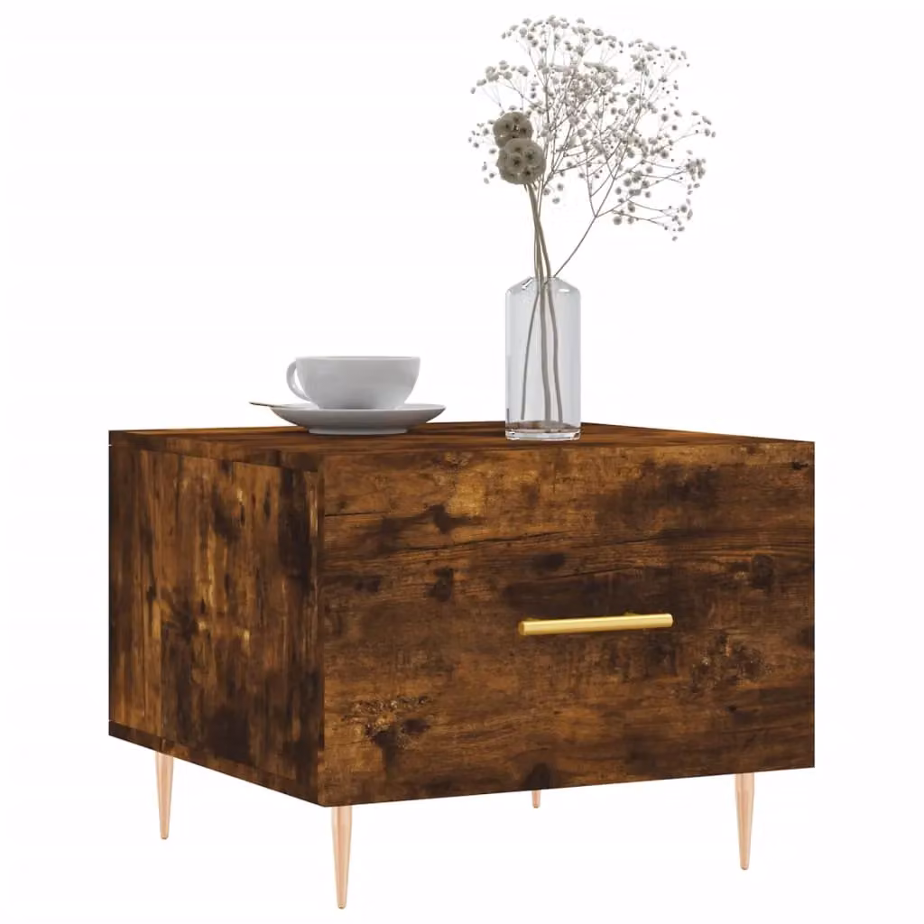 Berkfield Home Set of 2 Smoked Oak Coffee Tables in Brown, W/D/H: 50 x 50 x 40 cm – 2