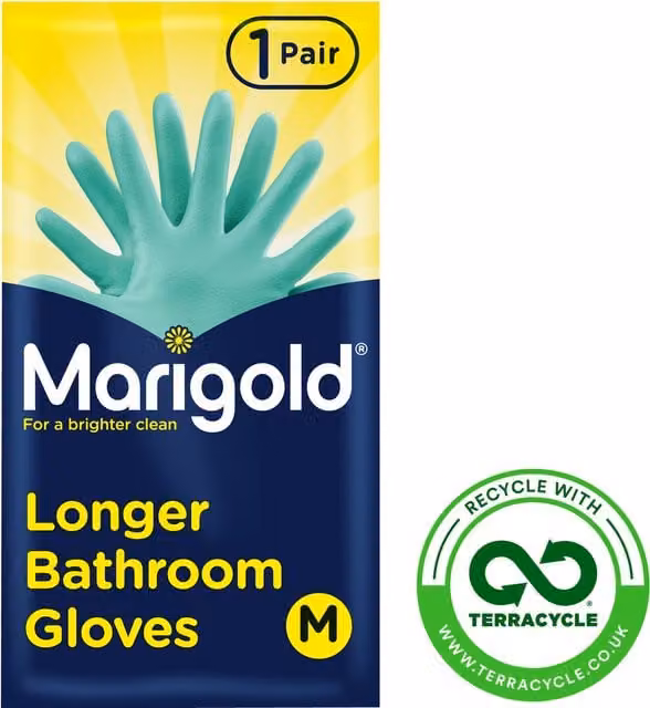 Marigold Longer Bathroom Gloves in Petrol Blue, Medium
