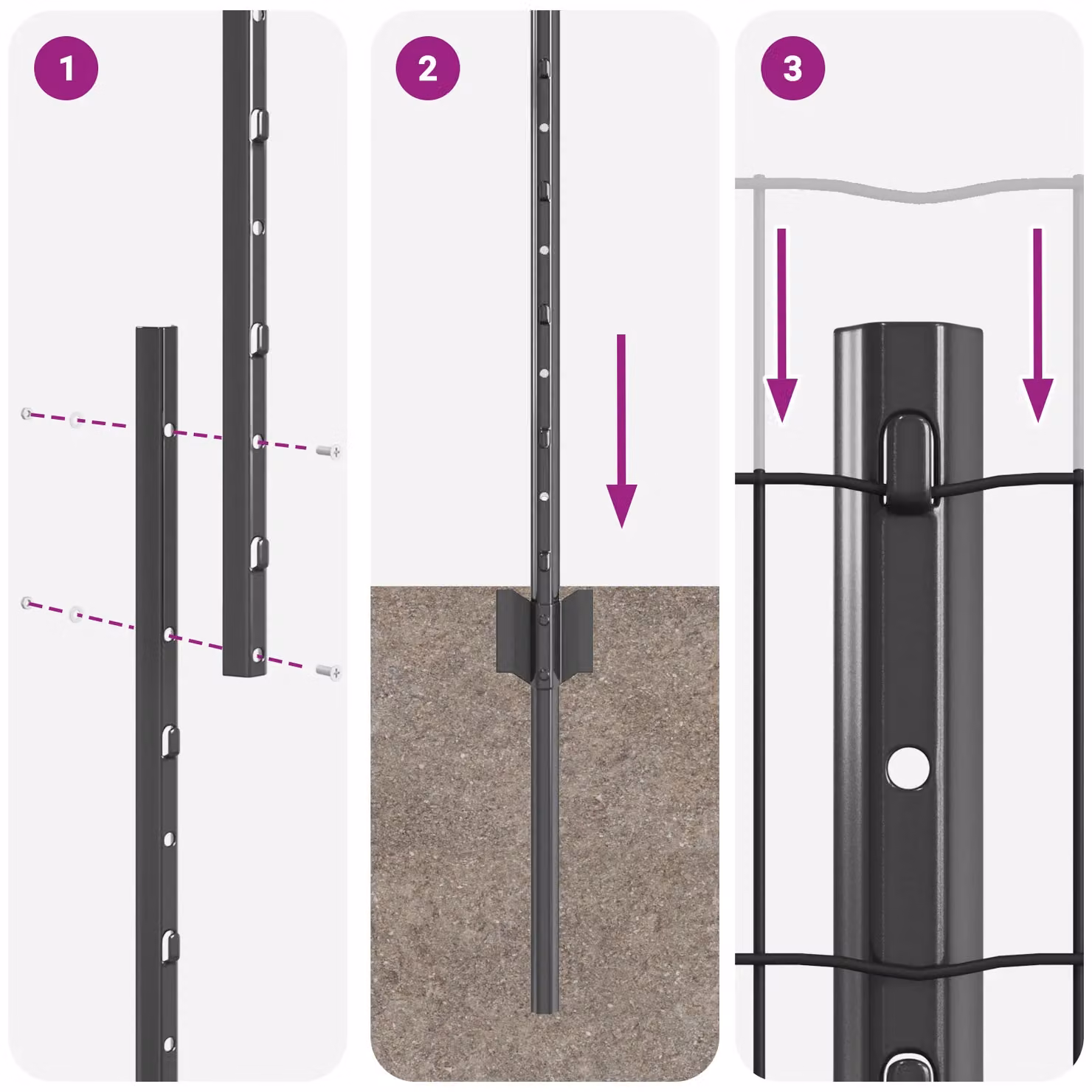 Berkfield Home Euro Fence Steel Kit with 10 U-Profile Posts, Grey, W: 10 m, H: 1.6 m – 5