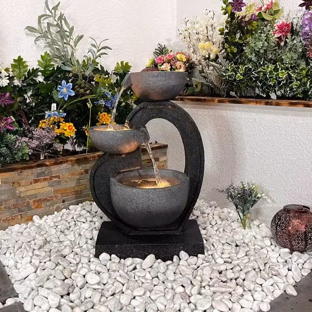 Tranquillity Water Features Fantasy Falls Contemporary Solar Cascade Water Feature in Grey