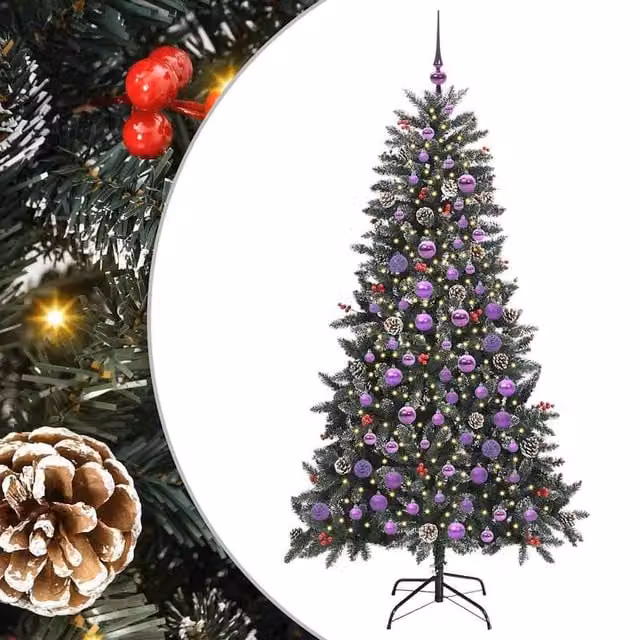 Berkfield Home Green Artificial Christmas Tree with 300 LEDs, W/D/H: 99 x 99 x 180 cm – 1