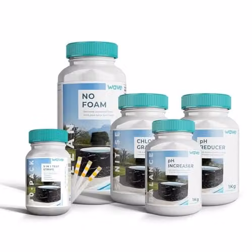 Wave Spas Wave Chemical Starter Kit White with Granulated Chlorine, pH and Alkalinity Dosing Solutions – 1