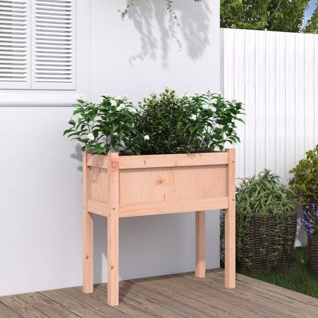 Berkfield Home Garden Planter with Legs in Brown Solid Wood, H 70 x W 70 x D 31 cm