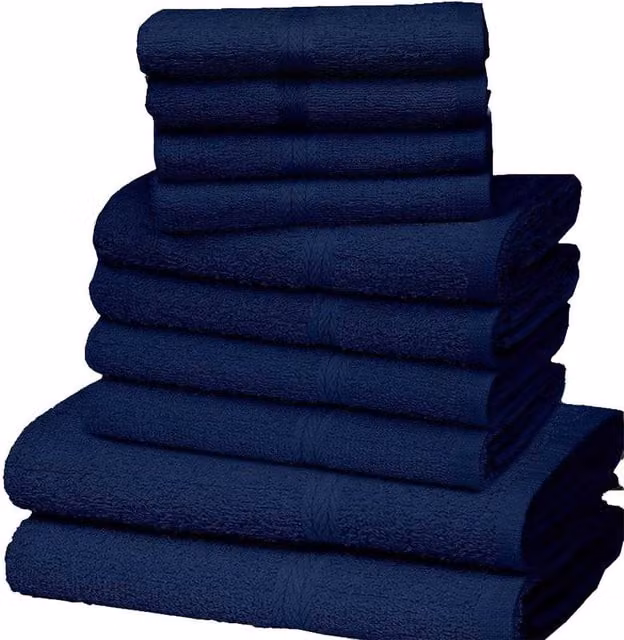 K Collection Navy Blue Egyptian Cotton Towel Set, Pack of 10 – 1