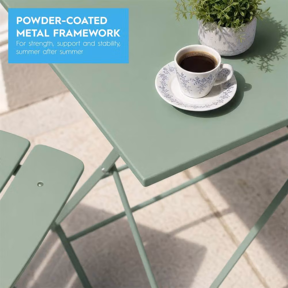 Harbour Housewares 5 Piece Sussex Folding Patio Bistro Set in Green – 3