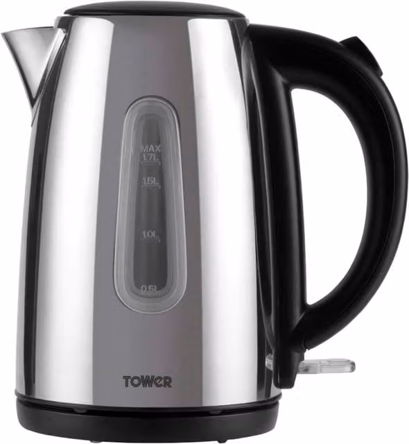 Tower Infinity 3KW 1.7 l Polished Stainless Steel Jug Kettle in Grey/Silver with Auto Shut-off
