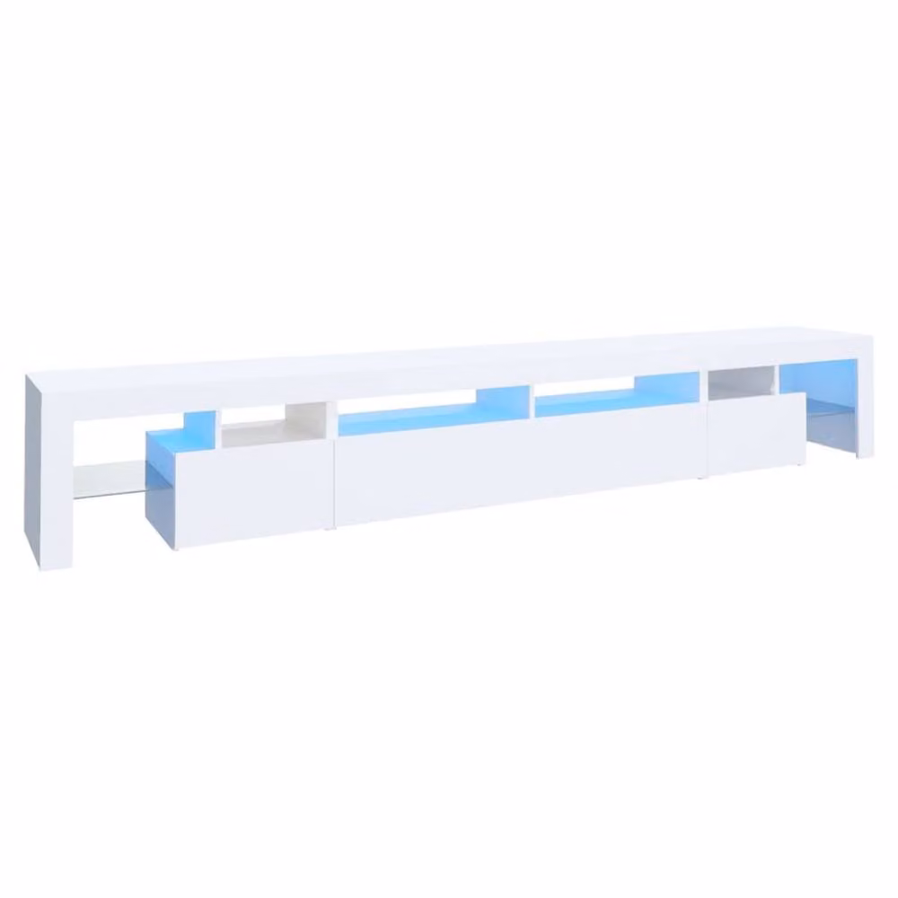 Berkfield Home Modern Glossy White TV Cabinet with LED Lights W: 260 cm, D: 36.5 cm, H: 40 cm – 2