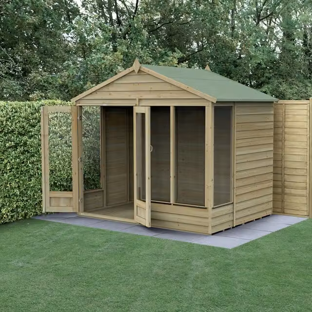 4LIFE Apex Wood Summerhouse in Brown with Gable Roof and Window, W: 243.84 cm, D: 148.6 cm