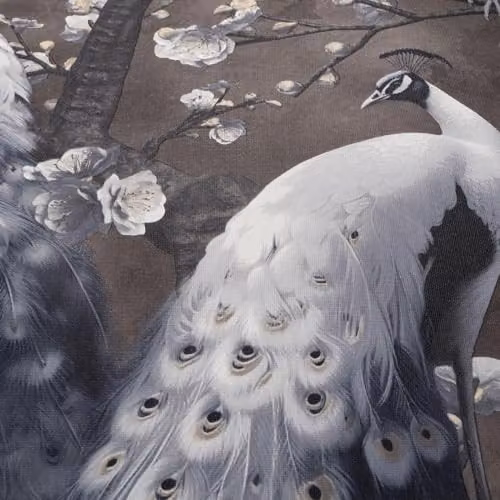 Erismann Abode Play of Light Peacock Black Art Nouveau Wallpaper with Animal Pattern in Brown, Grey and Black – 3
