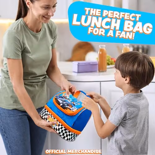 Hot Wheels Insulated Kids Lunch Bag with Dual Compartments in Blue – 3